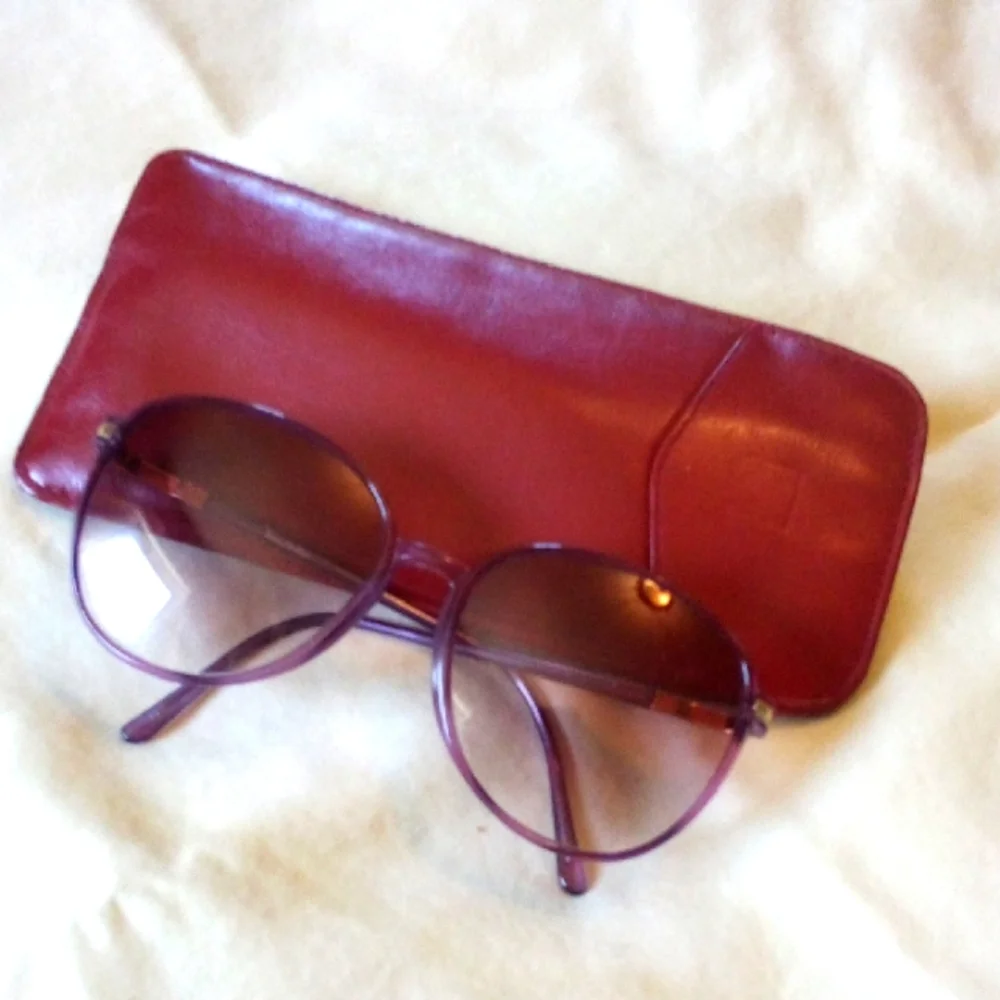 Tura Sunglasses Purple Frames EUC In  Red Leather Case Model ? 887?